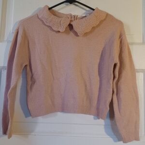 Copper Key Blush Sweater with Lace Collar